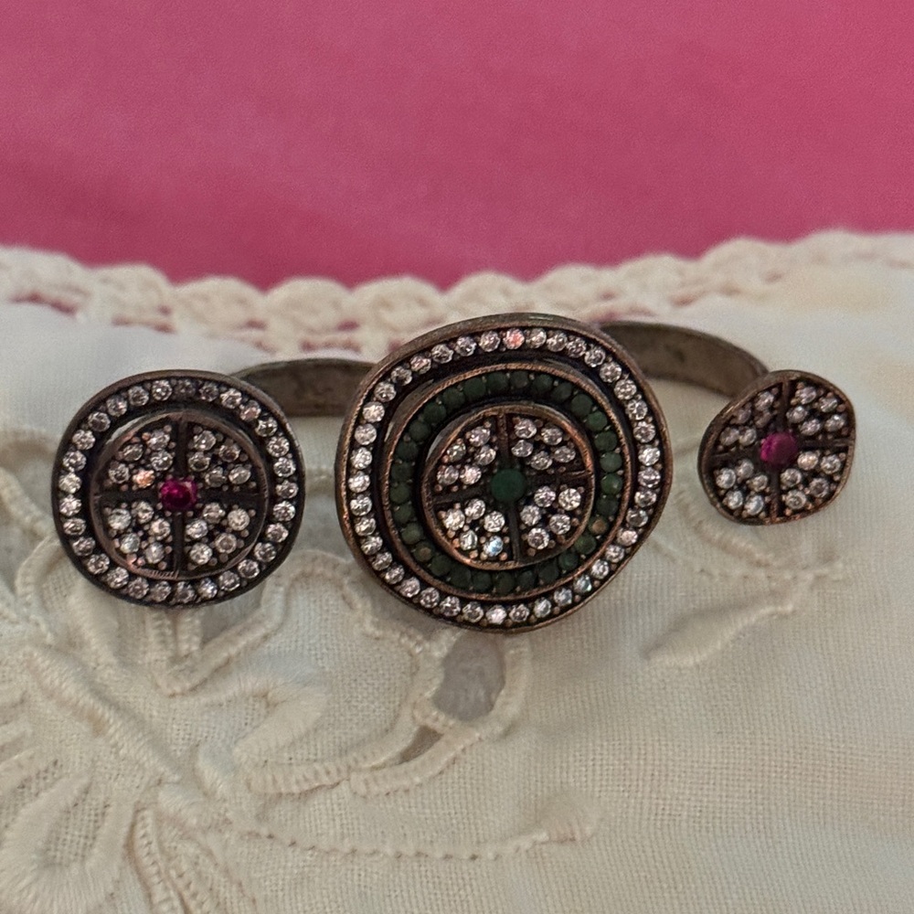 Antique tone 925 Silver Statement Ring